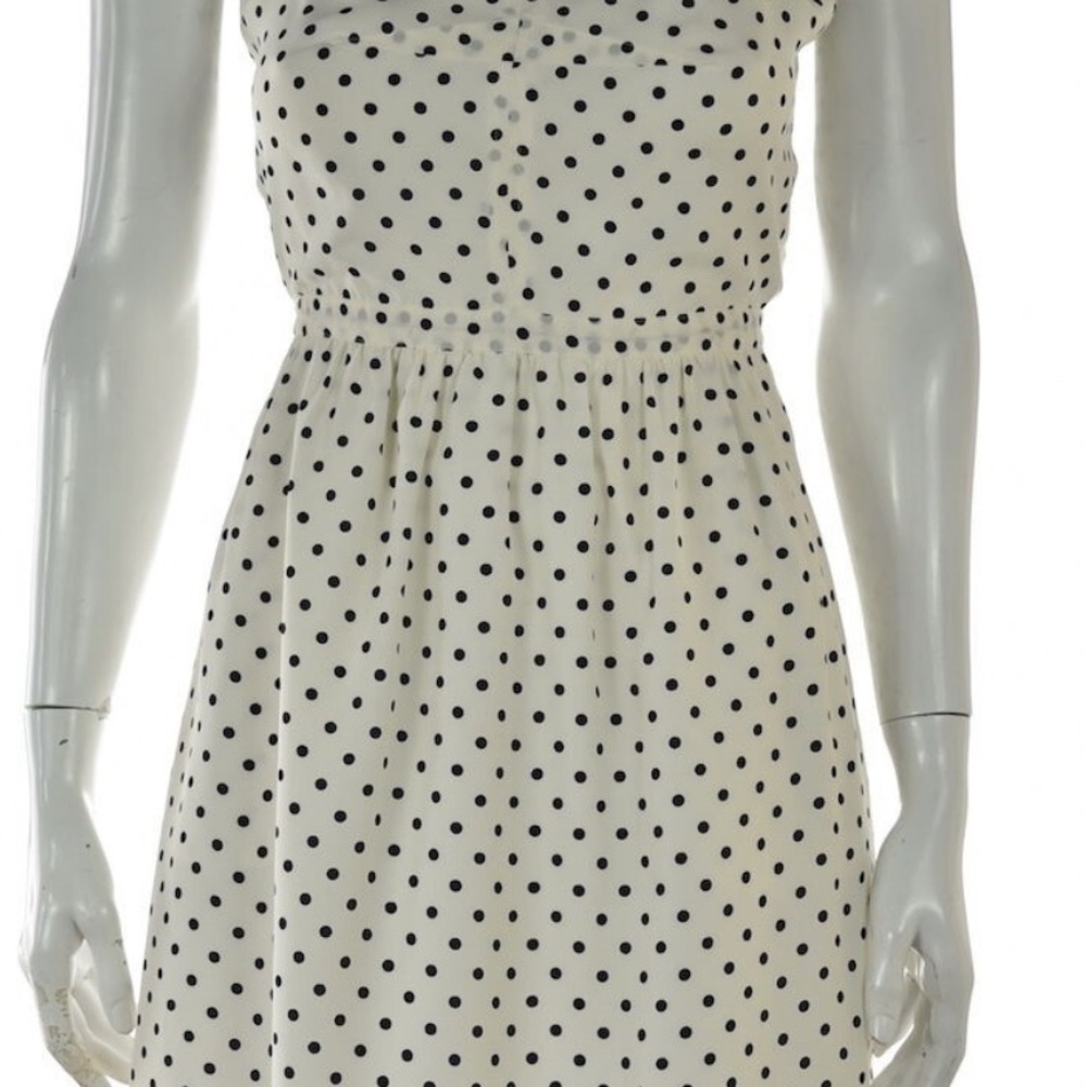 J. Crew Cream Dress with Navy Polka Dots